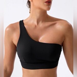 SHEIN Black One-Shoulder Sports Bra-New Never Worn